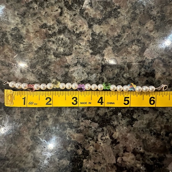 Hand Crafted Children’s Swarovski Pearl And Flower Crystal Bracelet - Picture 3 of 4